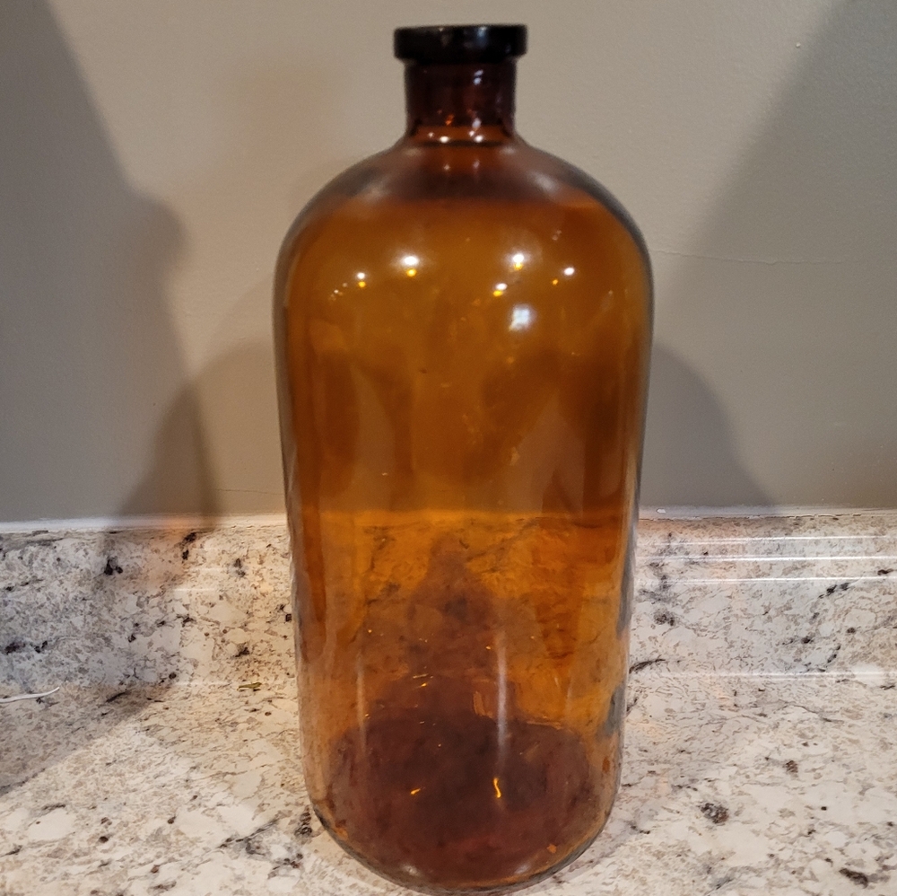 One gallon Amber Vintage Glass Bottles